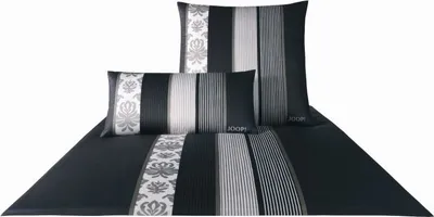 Zdjęcie produktu dla JOOP pościel Ornament Stripe czarny 4022-09 155x220 cm + 80x80 cm
