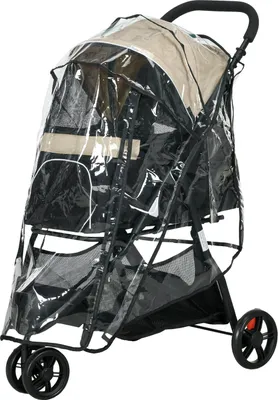 Immagine prodotto di Passeggino per cani 2 in 1 passeggino per cani con parapioggia pieghevole per cani e gatti fino a 10 kg passeggino per gatti con cuscino rete finestre porte cestino portaoggetti passeggino per gatti buggy kaki