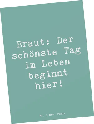 Produktbild von Mr. & Mrs. Panda Postkarte Spruch Braut Tag - Meeresbrise - Geschenk, bildkarte, schönster, Brautfest, Fotokarte, Grußkarte, Magie, Glück, Heirat, Geschenke, Postkarten