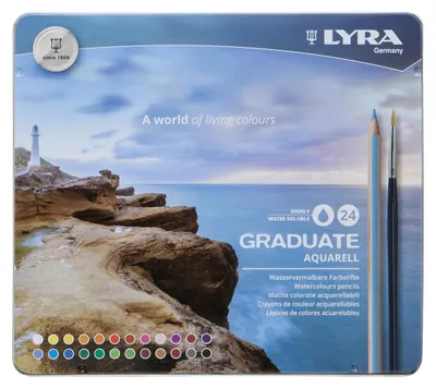 Image de Crayons aquarelle Graduate 24er, 24 couleurs étui métal, LYRA