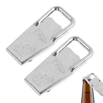 2er-Set 3-in-1 Flaschenöffner aus Stahl mit Gummilippe, 3,5 x 8,4 cm