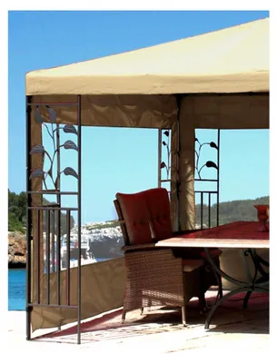 Produktbild von 2 Seitenteile 300 / 400x197cm mit PE Fenster für Pavillon 3x4m Seitenwand Sand