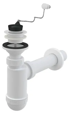 Produktbild von Alcadrain Flaschengeruchverschluss für die Waschbecken DN 40 mit Kunststoffgitter DN 63, Kette