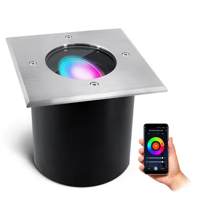 Produktbild von SSC-LUXon JADINA Bodenspot Aussen schwenkbar LED flach mit Smart Home RGB LED WLAN (steuerung per App & Sprache) - Bodenlampe befahrbar