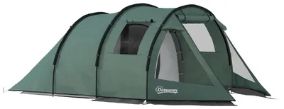 Produktbild von Campingzelt für 3-4 Personen, zwei Innenräume, Netzfenster, grün, 4,75 x 2,64 x 1,72 m