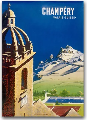 Produktbild von Poster - Canvas - Leinwand - 59,4 cm x 84,1 cm - Fotoposter - Leinwandkunst - Schweiz Champery