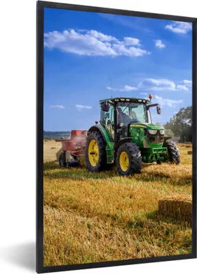 Obrázok produktu pre MuchoWow® Zarámovaný plagát Traktor - farma - seno - pole - slnko - vidiek 60x90 Nástenný plagátový rám Fotky