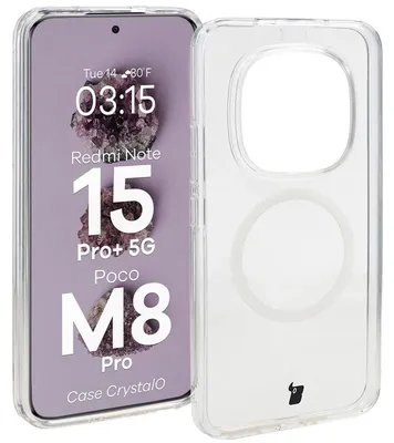 Produktbild von Handyhülle mit Magnetring für Xiaomi Redmi Note 15 Pro Plus 5G / Poco M8 Pro, Bizon Case CrystalO, Transparent