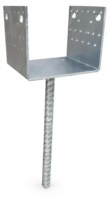 Produktbild von BirnePower U-Pfostenträger mit Dolch 61mm (8er Set) Pfostenanker zum Einbetonieren, Galvanisch, Verzinkt, PSS60 Betonanker 4mm Stärke