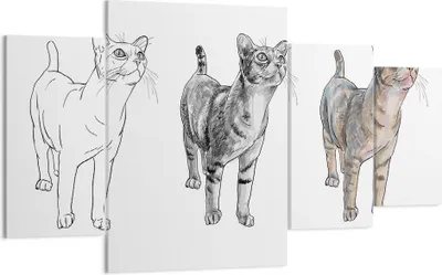 Produktbild von Bild auf Leinwand - Leinwandbild - Katzen Tiere Kinder Illustration - 160x90cm - Wand Bild - Wanddeko - Leinwanddruck - Bilder - Kunstdruck - Leinwand bilder - Wandkunst - DL160x90-3211