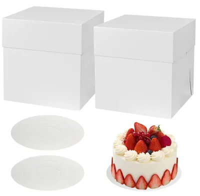 Kuchenboxen aus Karton, 2 Stück, 30,5 cm, weiß, für Torten & Gebäck