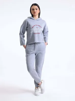 Produktbild von Jogginsanzug Freizeitanzug Sportanzug Royyen 957 mit Print Damen – SILBER / M