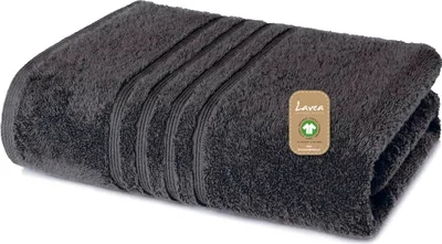 Produktbild von Lavea® Handtuch 50x100 cm, Sporthandtuch und Fitness-Handtuch, Bali, saugstarkes Frottee, 100% GOTS Baumwolle, Premium Frottier, Anthrazit
