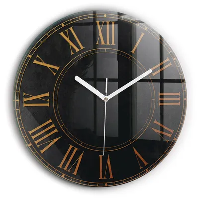Produktbild von Wallfluent Wanduhr – Stilles Quarzuhrwerk - Uhr Dekoration Wohnzimmer Schlafzimmer Küche - schwarze Zeiger - 30 cm - Alte römische Ziffern