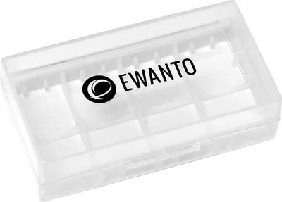 Zdjęcie produktu dla Pojemnik na baterie / akumulatory EWANTO EWANTONO do przechowywania 4 szt. CR123 / CR2 lub 2 szt. baterii i akumulatorów 18650 z logo E014009