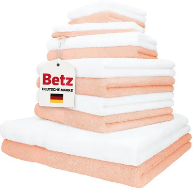 Produktbild von Betz 12er Handtuch-Set PALERMO 100% Baumwolle  Farbe: apricot und weiß