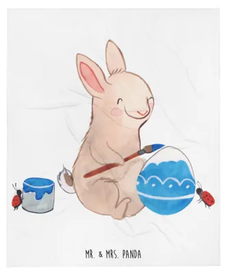 Produktbild von Mr. & Mrs. Panda Decke Hase Marienkäfer - Weiß - Geschenk, Bettüberwurf, Osterhase, Kuscheldecke, Ostereier, Tagesdecke, Ostern, Frühling, Plaid, Ostergrüße, Bettdecke