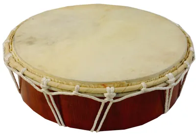 Produktbild von Flache Holztrommel, Percussion Rhythmus Klang Instrumente, Frame Drum, Hand Trommel - 26 cm, Braun, Musikinstrumente