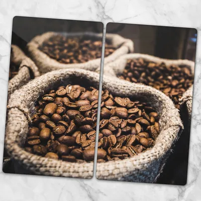 Produktbild von Glas-Herdabdeckplatten Glaskeramikkochfeld-Abdeckung Spritzschutz Glas 2x30x52 cm - Kaffeebohnen Kaffee