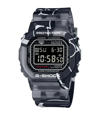 A digital watch with a camouflage pattern.