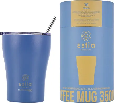 Image de ESTIA | Mug isotherme - 350 ml - Mug isotherme bleu - Couvercle étanche