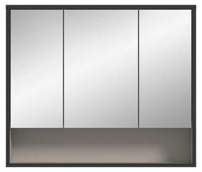 Image de CALICOSY - Meuble suspendu 3 portes miroir 1 niche cachemire L80 cm - AURA