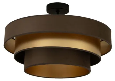 Produktbild von Deckenleuchte Metall Stoff E27 B: 50 cm in Schwarz Braun Gold 3-flammig rund Modern Deckenlampe