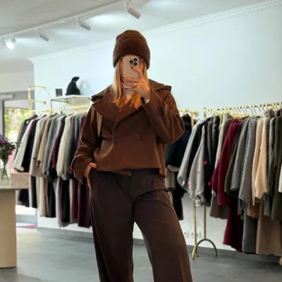 Produktbild von Trenchcoat Kurzer, eleganter "Lilli" Braun, Onesize (XS-XL) Damen Trenchcoat, für Frauen Jacke, Herbst Trenchcoat, Trenchjacke, Jacke für den Herbst