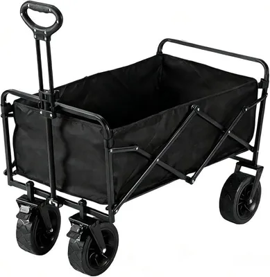 Produktbild von Faltbarer Bollerwagen | Tragkraft 150KG, Transportwagen & Gartenwagen klappbar | 360° Räder & Verstellbarer Griff | Platzsparend für Camping, Einkauf, Strand