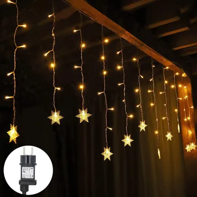 Produktbild von 3,5M 180LEDs LED Schneeflocken Lichterkette Lichtervorhang für Innen Weihnachten Garten Party Dekoration