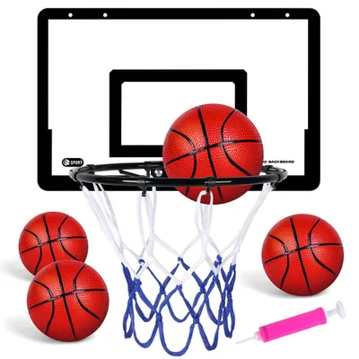 Obrázok produktu pre Mini basketbalový kôš, sada pre deti, na upevnenie na stenu, obsahuje 4 loptičky, vhodný na použitie v interiéri aj exteriéri