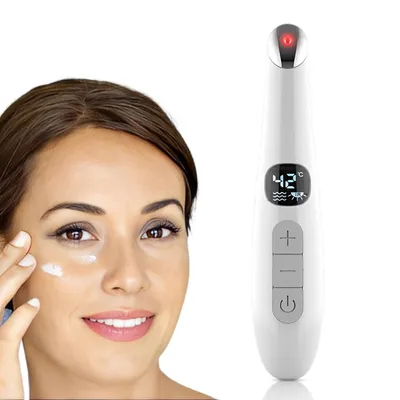 Produktbild von Eye Lift Wand, 3-in-1-Augenmassagegerät mit vibrierendem rotem Licht und LCD-Display (37 °C bis 45 °C) für trockene Augen, Augenringe und Schwellungen
