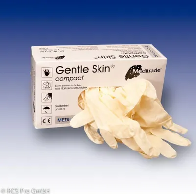 Produktbild von Meditrade® unisex Einmalhandschuhe Gentle Skin® compact+ weiß Größe XS 100 St.