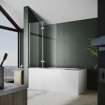 Zdjęcie produktu dla SONNI parawan nawannowy 100x130cm srebrny, składany parawan nawannowy, parawan prysznicowy, 6mm szkło NANO ESG z nanopowłoką