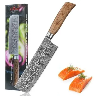 Nakiri-Messer 18 cm, Damaststahl VG10, Pakkaholzgriff