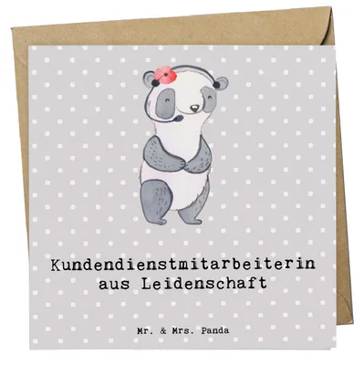 Produktbild von Mr. & Mrs. Panda Grußkarte Kundendienstmitarbeiterin Leidenschaft - Grau Pastell - Geschenk, Spruch, faltkarte, Customer Service, Witzig, Glückwunschkarte, Lustig