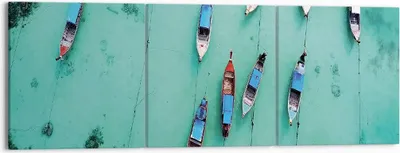 Produktbild von Bild auf Leinwand - Leinwandbild - 3 Teile - Boote mit Luft - 150x50cm - Wand Bild - Wanddeko - Wandbilder - Leinwanddruck - Bilder - Wanddekoration - Leinwand bilder - Wandbild - CA150x50-4362