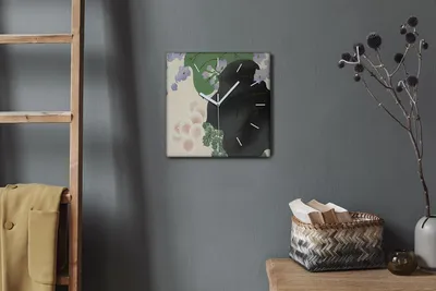 Produktbild von Coloray Hodiny Unikátní 30x30 cm  Tiché hodiny Pro obývací pokoj a kuchyň Nástěnné hodiny Plátno Bílé ručičky hodin - Asijské listy