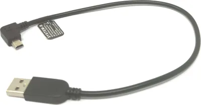 Produktbild von SYSTEM-S USB 2.0 Kabel 35 cm Mini B Buchse zu Typ A Stecker Winkel in Schwarz