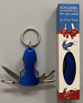 Produktbild von Schlüsselanhänger – Tool mit LED-Lampe - Kein Aufdruck - Farbe: Blau