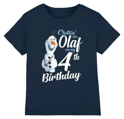 Produktbild von Disney Frozen Chillin Like Olaf 4Th Birthday Kinder T-Shirt, Navy, 3–4 J