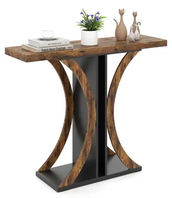 Consoletafel 100 cm, Metallrahmen, rustikales Braun, für Flur & Wohnzimmer
