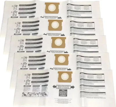 Produktbild von Ersatz-Staubbeutel 5er-Pack Für Hartt Ss Vac, 5–8 Gallonen, Trockenstaubsaugerbeutel Für Nass-Trocken-Sauger VOC608S 3702 VOC812SF 3701