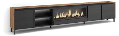 Produktbild von TV-Möbel Holzeffekt schwarz eiche 315x35x61cm Kamin mit Feuereffekt