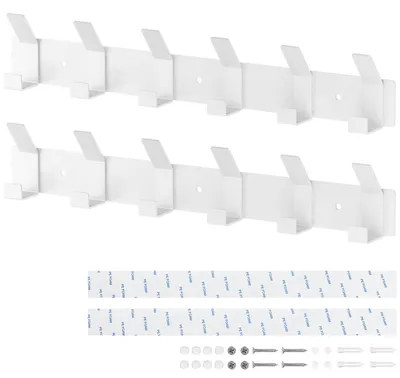 Image de Patère avec tringle, blanc mat, pour la chambre, la salle de bains et la cuisine