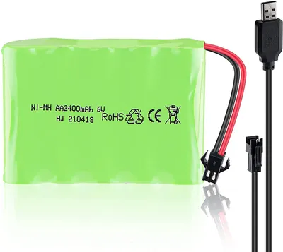 Obrázok produktu pre 6V Ni-Mh batéria, 2400mAh batéria, nabíjateľná batéria, batéria do auta na diaľkové ovládanie, nabíjací kábel USB, dlhá výdrž batérie, viac ako 18 minút