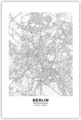 Produktbild von Poster - Poster ohne Rahmen - Stadt Karte Berlin - 61x91,5 cm - Wand Bild - Wanddeko - Wandbilder - Kunstposter - Wandposter - Bilder - Kunstdruck - Wanddekoration - Wandbild - P2XPA61x91-4681