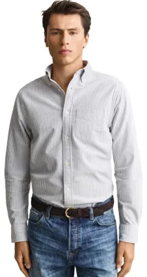 Produktbild von GANT Langarm Hemd gestreift blau aus 100% Baumwolle mit Button-down Kragen