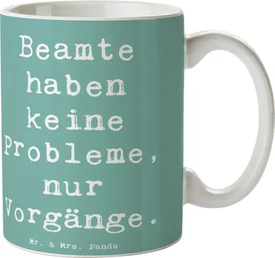 Produktbild von Mr. & Mrs. Panda Becher Spruch Beamter ohne Probleme - Meeresbrise - Geschenk, Kaffeetasse, handgefertigte Produkte, Beamte, Pott, Berufsliebe, Trinkbecher, Hingabe