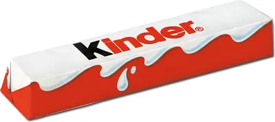 A single Kinder chocolate bar on a white background.